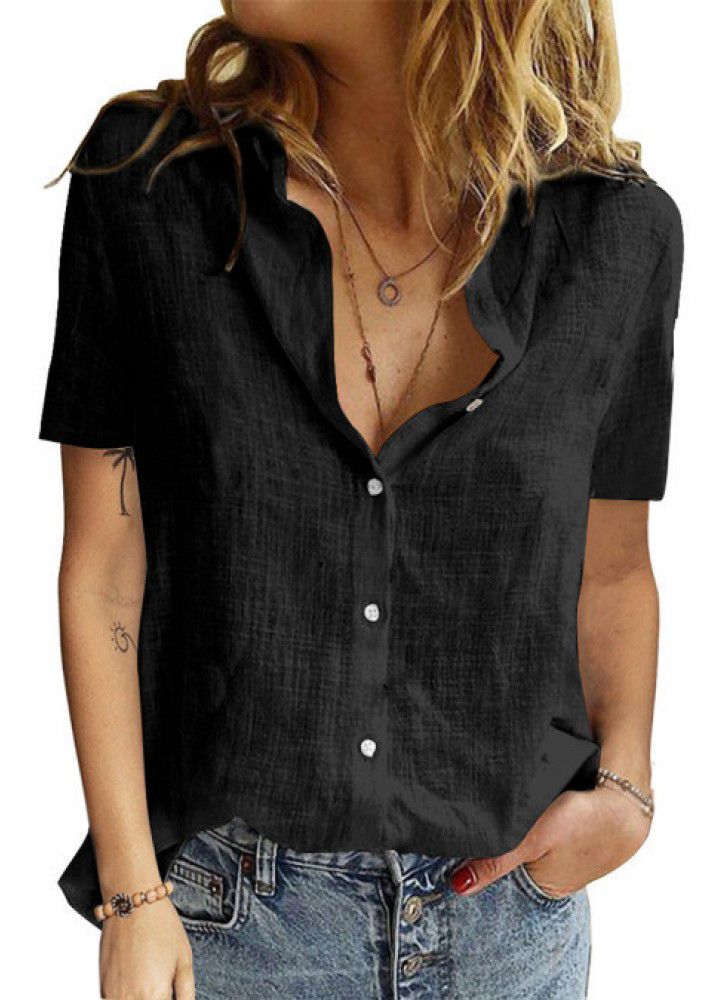 2021 New Amazon wish new slubby cotton short sleeve women's shirt