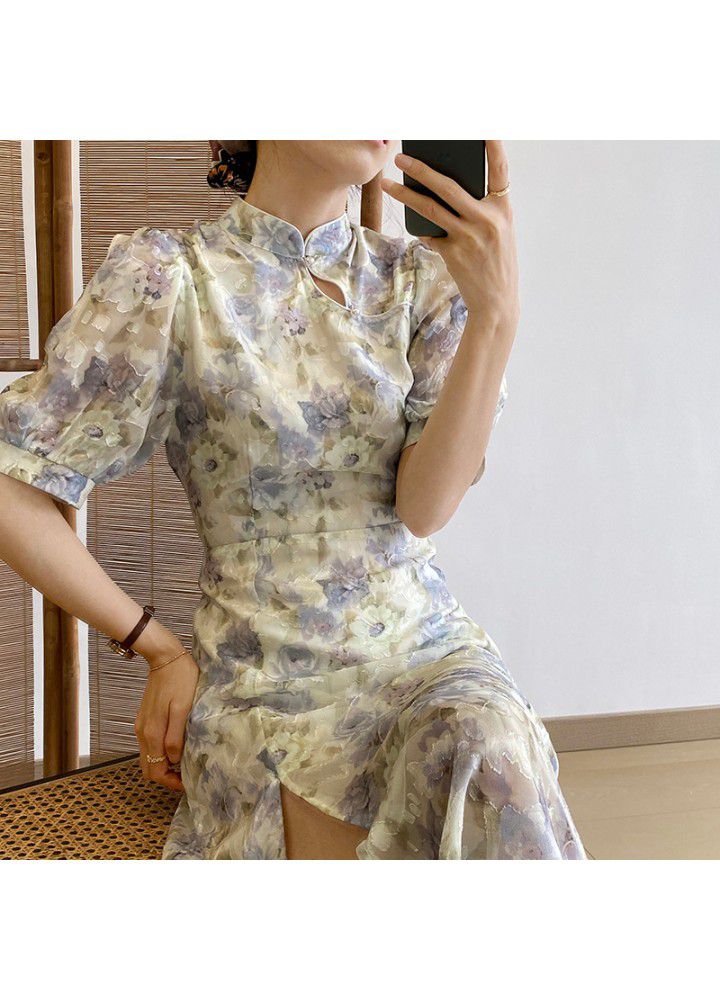 Taochuan [miss sito] Guofeng Qipao improved young dress women's French summer long skirt 1935