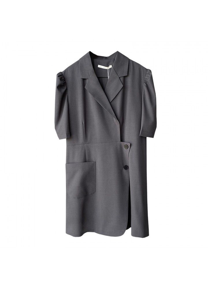 Taochuan Korean Short Sleeve solid color suit dress women 2021 summer thin design temperament casual skirt 5158