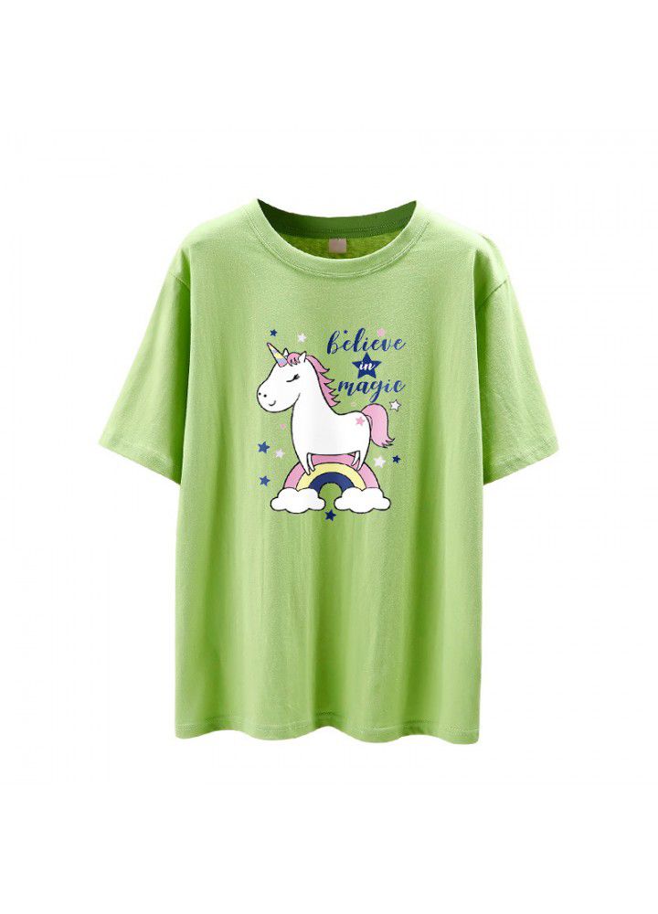 2021 summer new relaxed Korean students' versatile short sleeve T-shirt