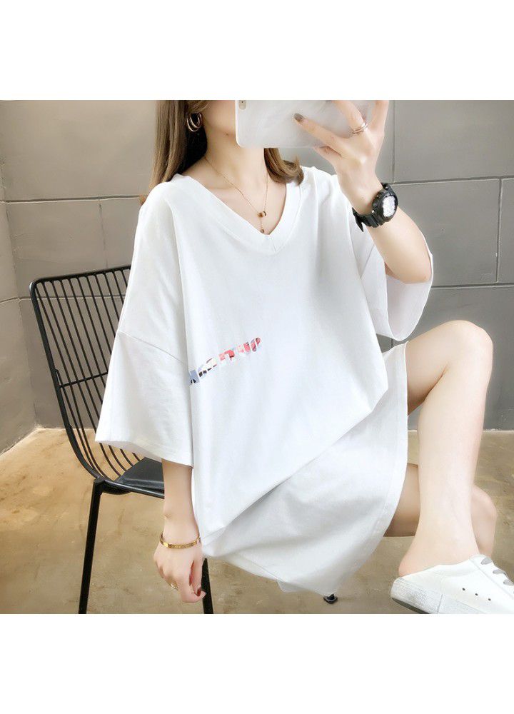 Summer letter CEC short sleeve T-shirt women's 2021 new fashion loose half sleeve ancient style Hong Kong style clothes