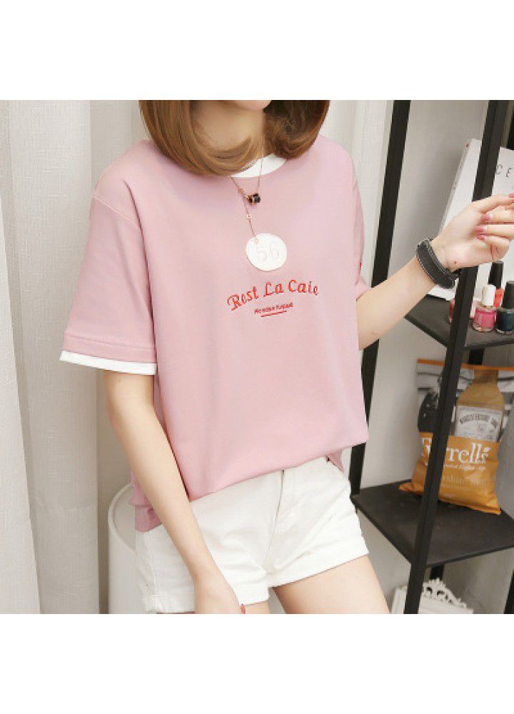 2021 new summer cotton T-shirt women's short sleeve student loose Korean ins versatile half sleeve top fashion
