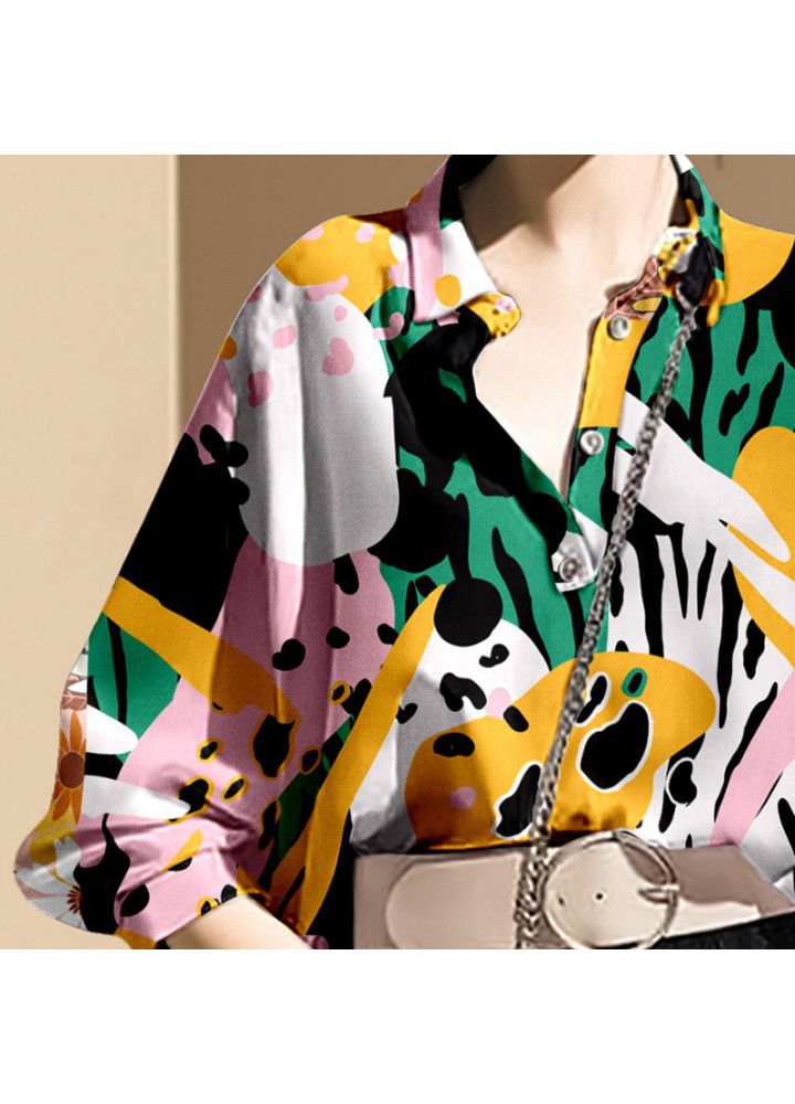 European and American spring fashion 2021 new fashion Quarter Sleeve Shirt women's design temperament shirt loose top