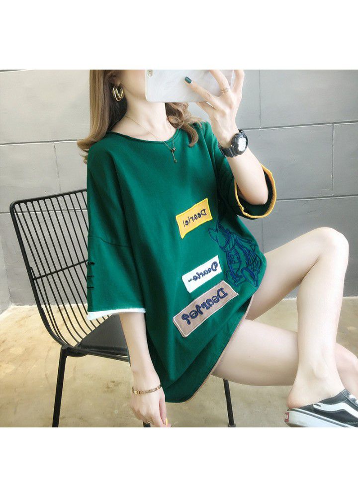 2021 cotton short sleeve T-shirt women's fashion net red summer dress Korean version loose and versatile student half sleeve CEC clothes