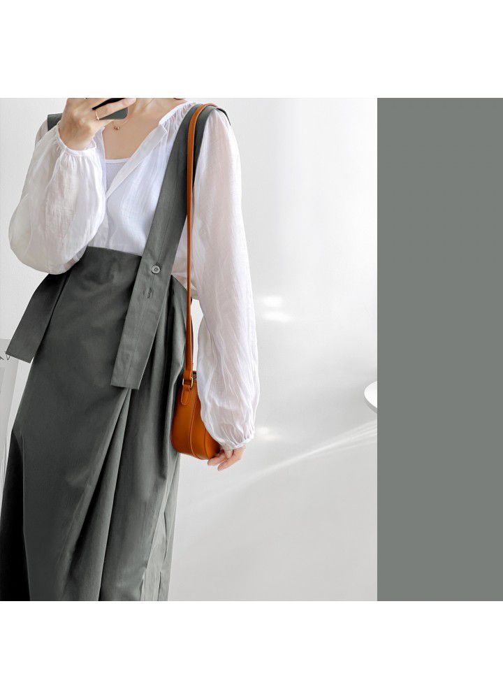 Zhicongxi autumn 2020 design sense strap skirt fashion western style knee length sleeveless dress women's 1836