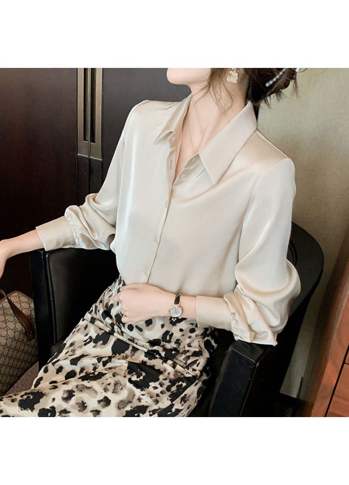 Satin shirt women's spring dress 2021 new women's long sleeve professional Chiffon Top Design temperament Korean shirt