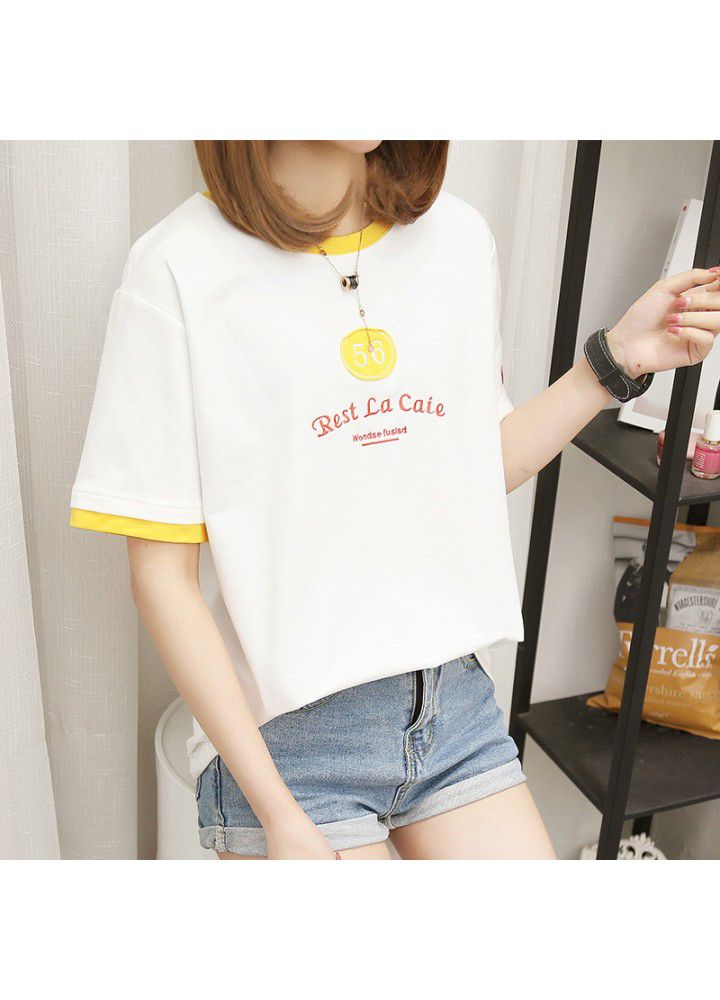 2021 new summer cotton T-shirt women's short sleeve student loose Korean ins versatile half sleeve top fashion