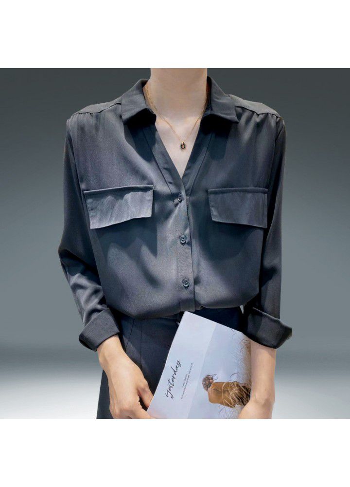 Shirtsleeves' new style in spring and summer 2021 Korean style design temperament loose drape texture breathable cardigan top