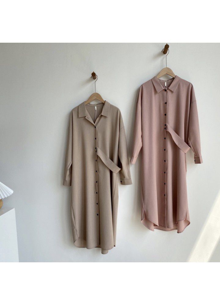 Zhicongxi [order meeting] summer new chic waist loop Korean V-neck medium length shirt dress pm805