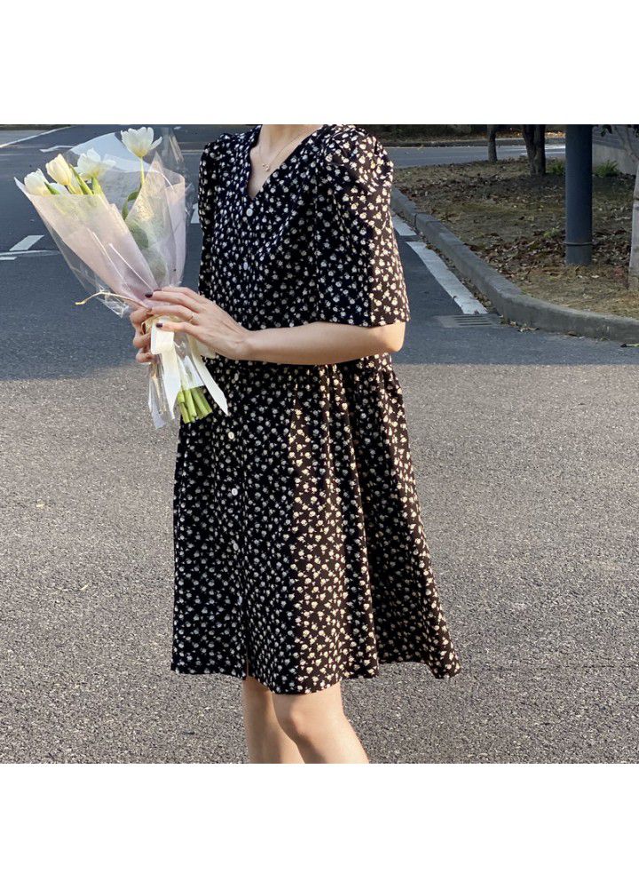 Zhicongxi 2020 summer beauty! Green floral dress retro French slim Platycodon skirt female 1765