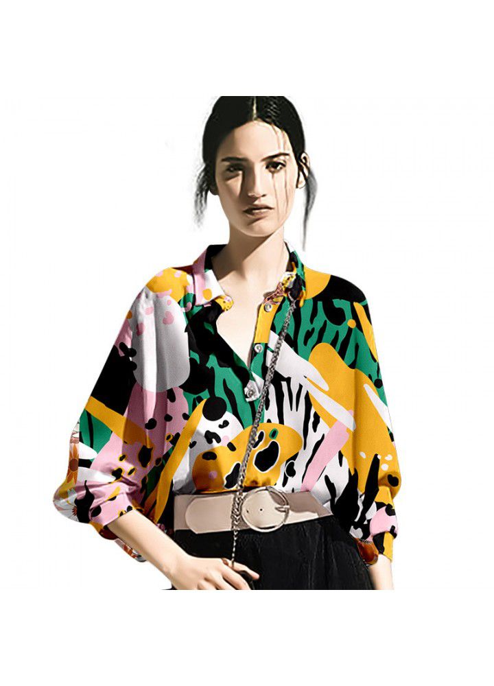 European and American spring fashion 2021 new fashion Quarter Sleeve Shirt women's design temperament shirt loose top
