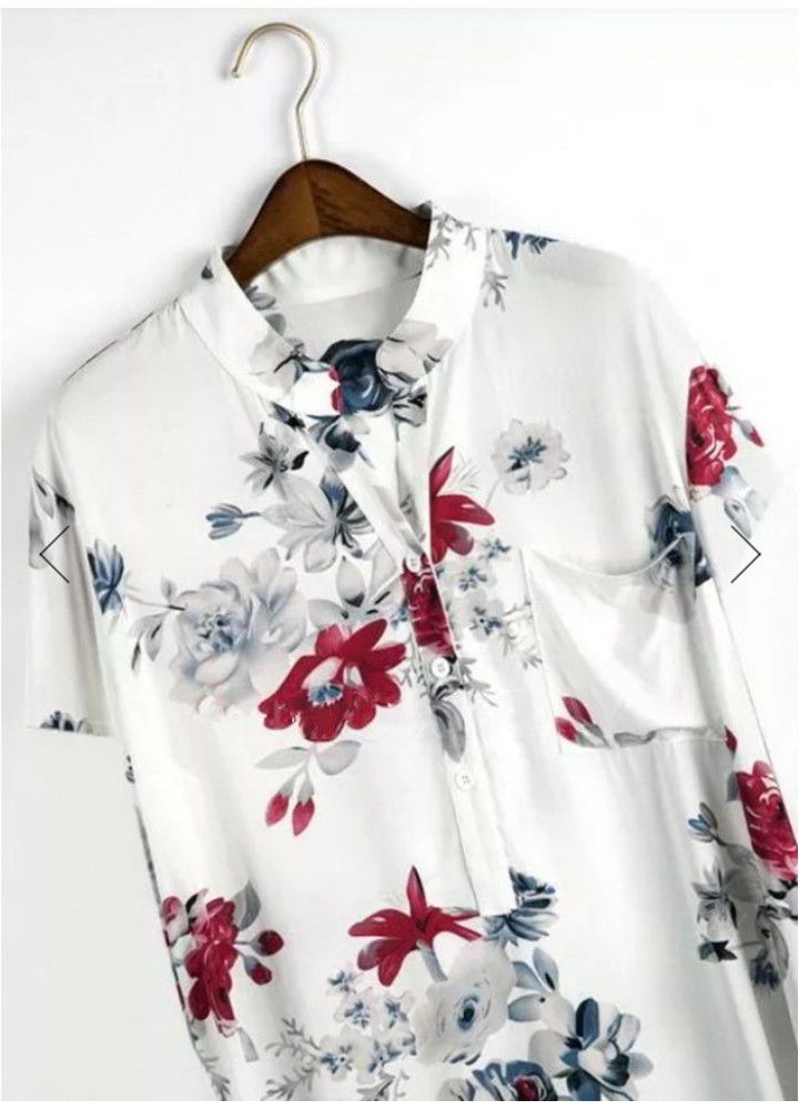 Quick sale wish Amazon eBay large size women's wear in Europe and America loose print V-neck blouse short sleeve blouse