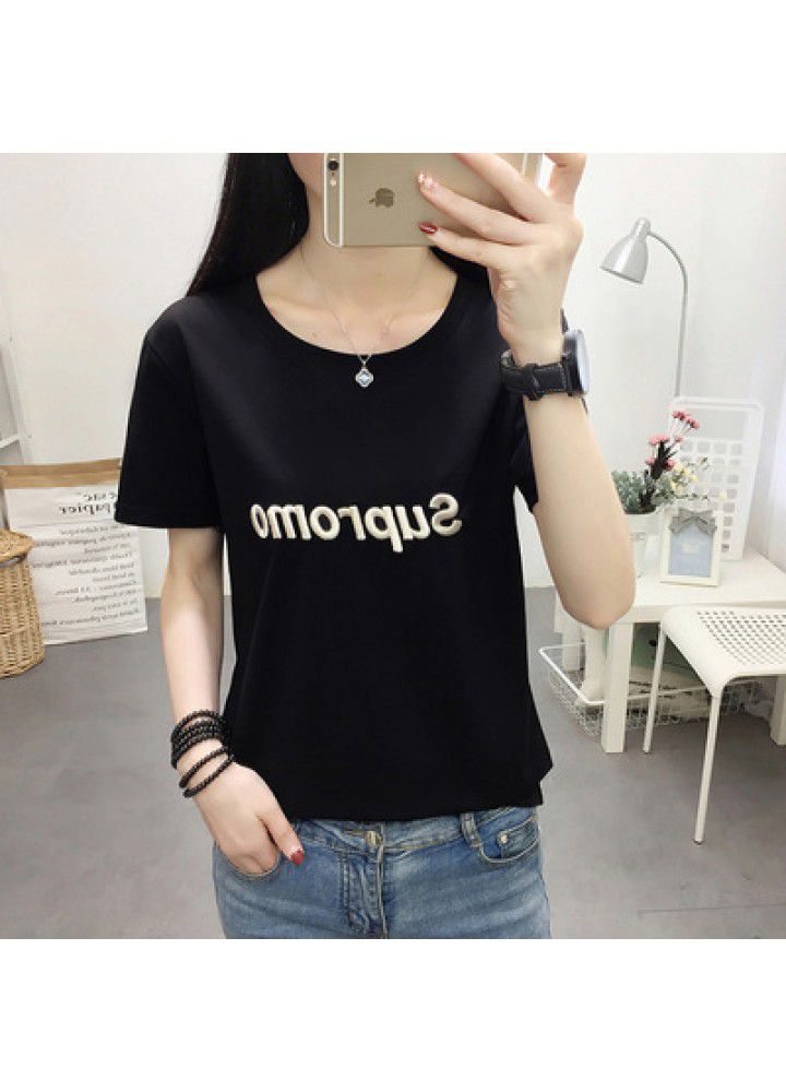 Big size women's 2020 new summer short sleeve T-shirt women's Korean version loose and versatile big size body