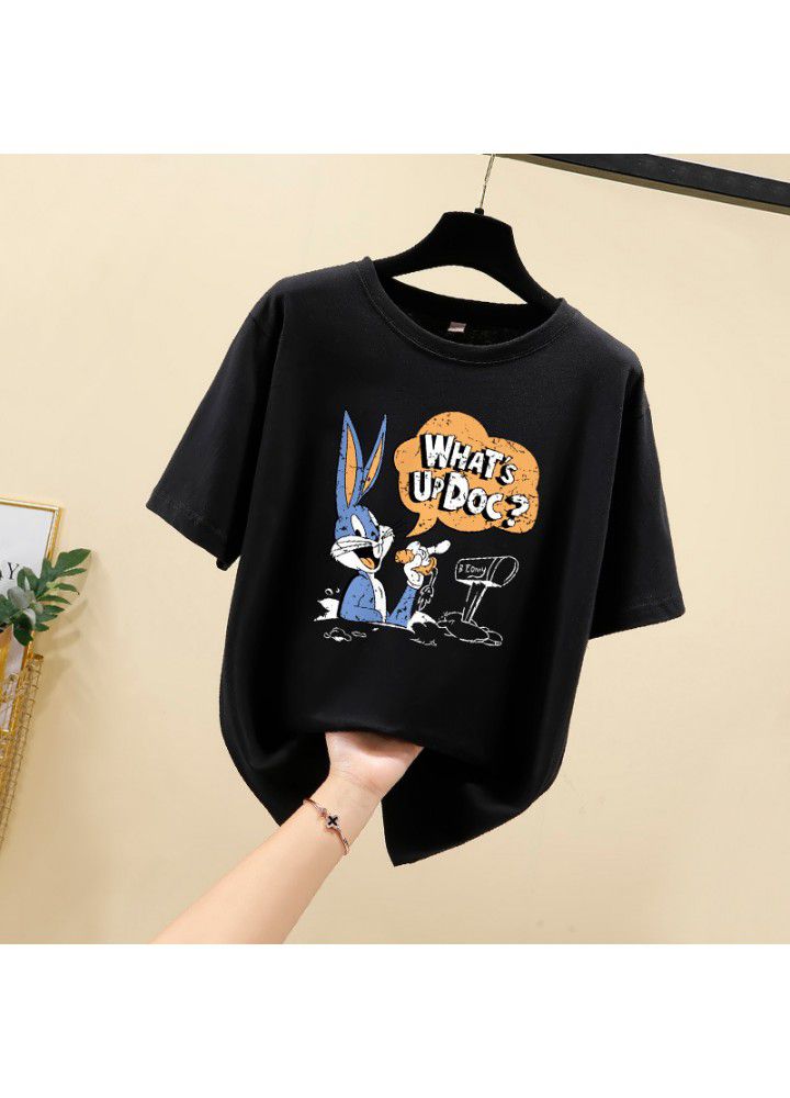 Girls T-shirt short sleeve cotton 2021 summer new Korean loose lazy style student casual top