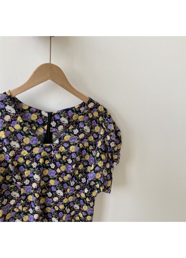 Zhicongxi 2020 summer new Purple Floral short top + A-line short dress best friend 1793