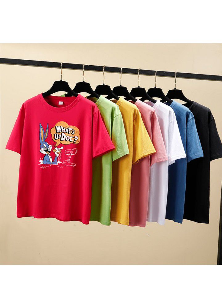 Girls T-shirt short sleeve cotton 2021 summer new Korean loose lazy style student casual top