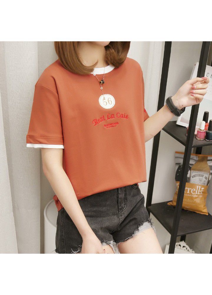 2021 new summer cotton T-shirt women's short sleeve student loose Korean ins versatile half sleeve top fashion