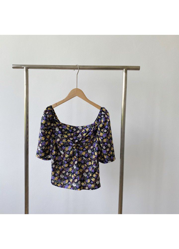 Zhicongxi 2020 summer new Purple Floral short top + A-line short dress best friend 1793