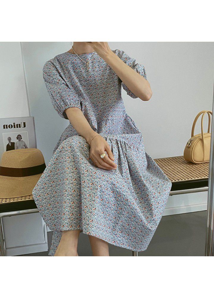 Taochuan's soft and loose short sleeve over the knee mid long floral doll dress women's 5137