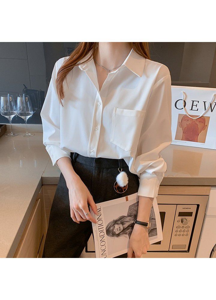 Early spring 2021 new women's White Chiffon shirt women's design sense minority shirt fashion versatile top fashion
