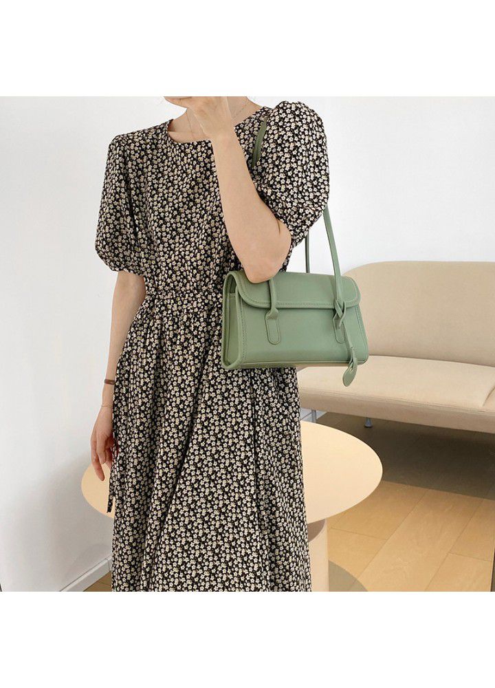 Taochuan floral drawstring dress women's summer 2021 first love skirt with bubble sleeves