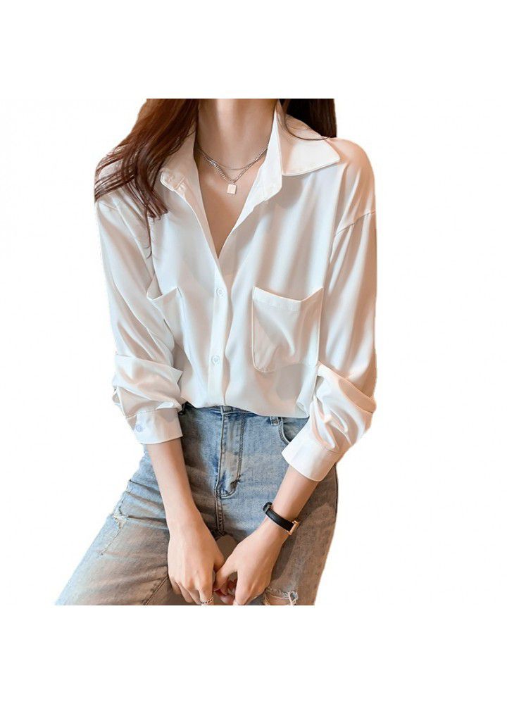 Early spring 2021 new women's White Chiffon shirt women's design sense minority shirt fashion versatile top fashion