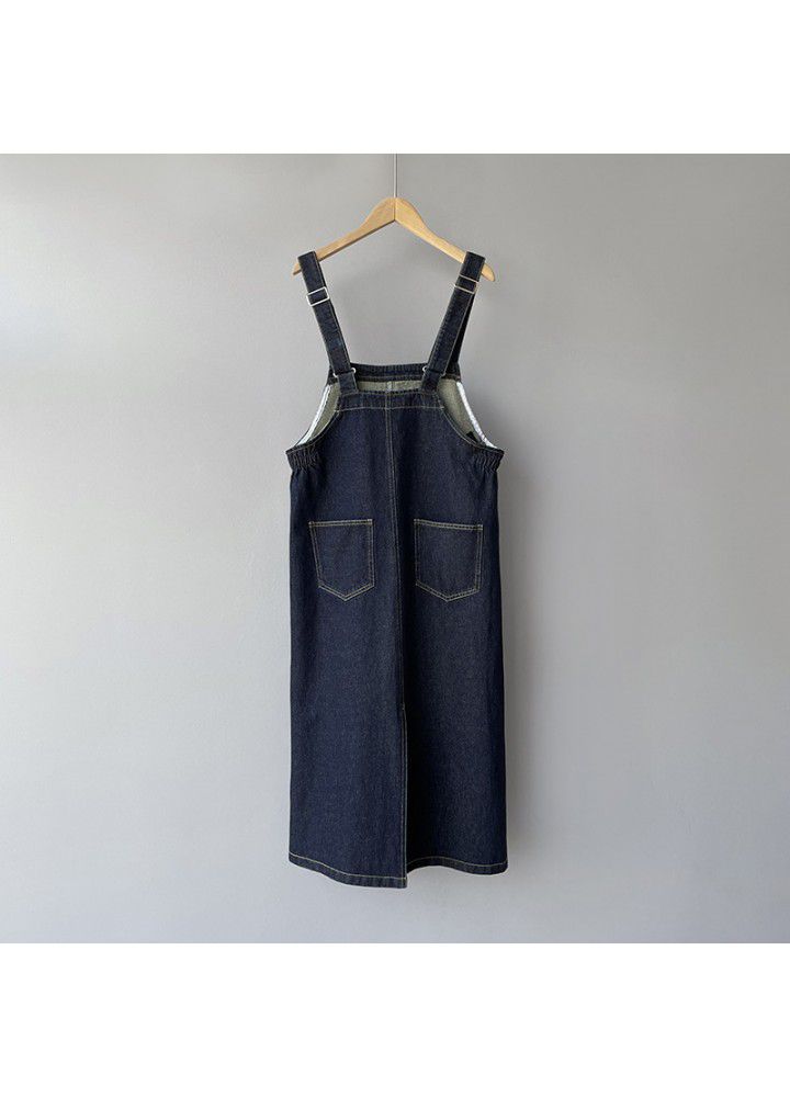 Zhicongxi denim suspender skirt for women's spring new Korean loose and thin mid long suspender dress 8177