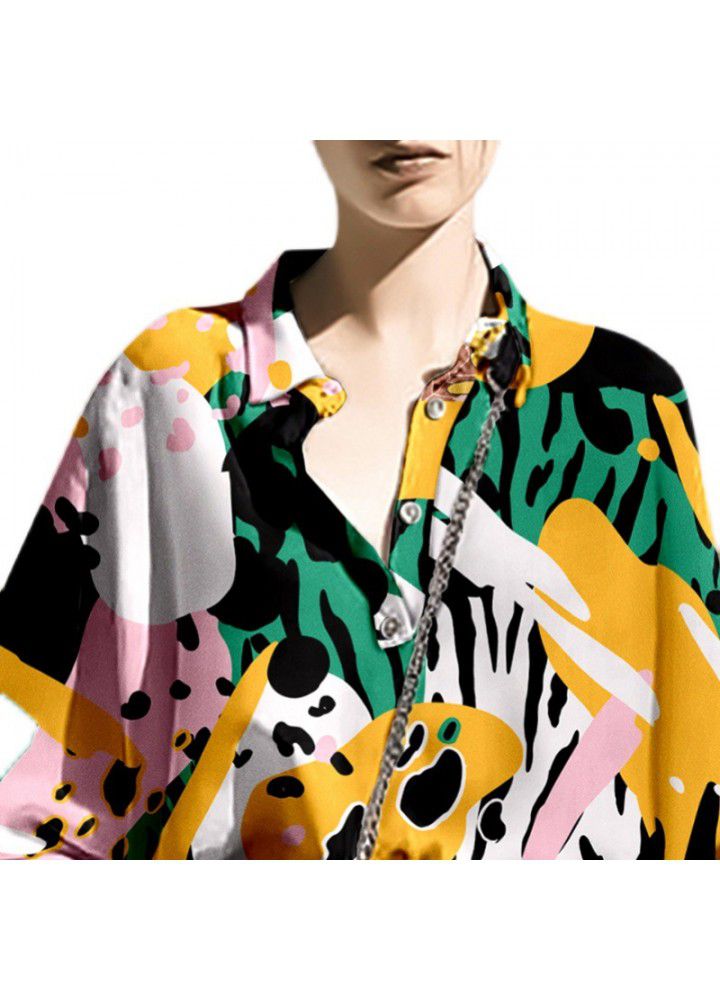 European and American spring fashion 2021 new fashion Quarter Sleeve Shirt women's design temperament shirt loose top
