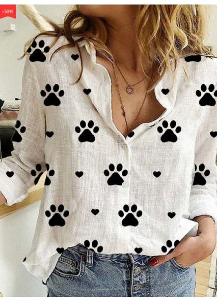Wish express 2020 European and American autumn new claw print Lapel long sleeve loose shirt
