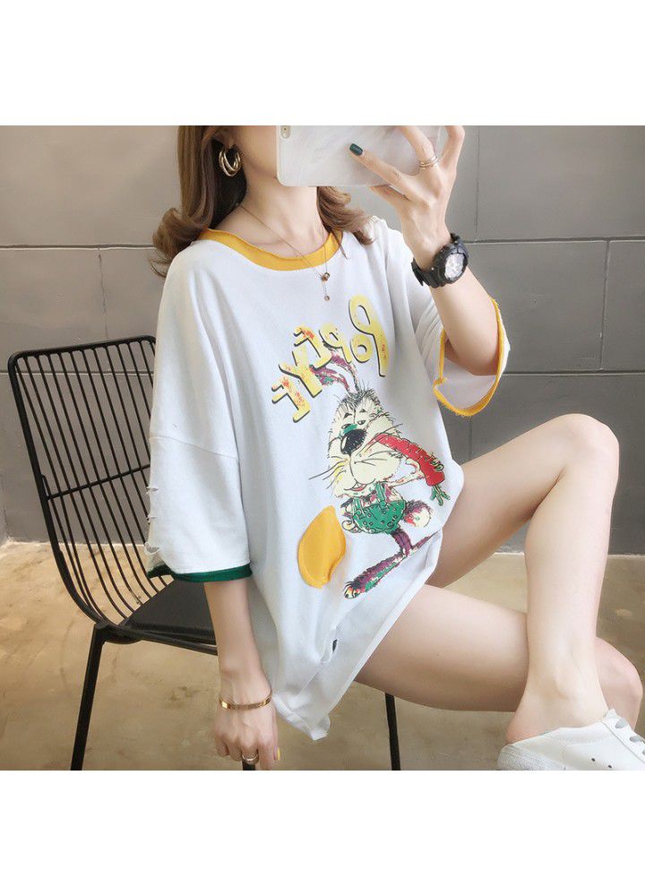 2021 red T-shirt women's short sleeve fashion summer clothes Korean version loose and versatile student cotton half sleeve CEC clothes