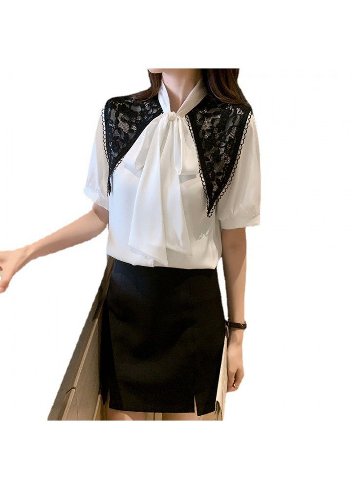 French white shirt short sleeve design in summer