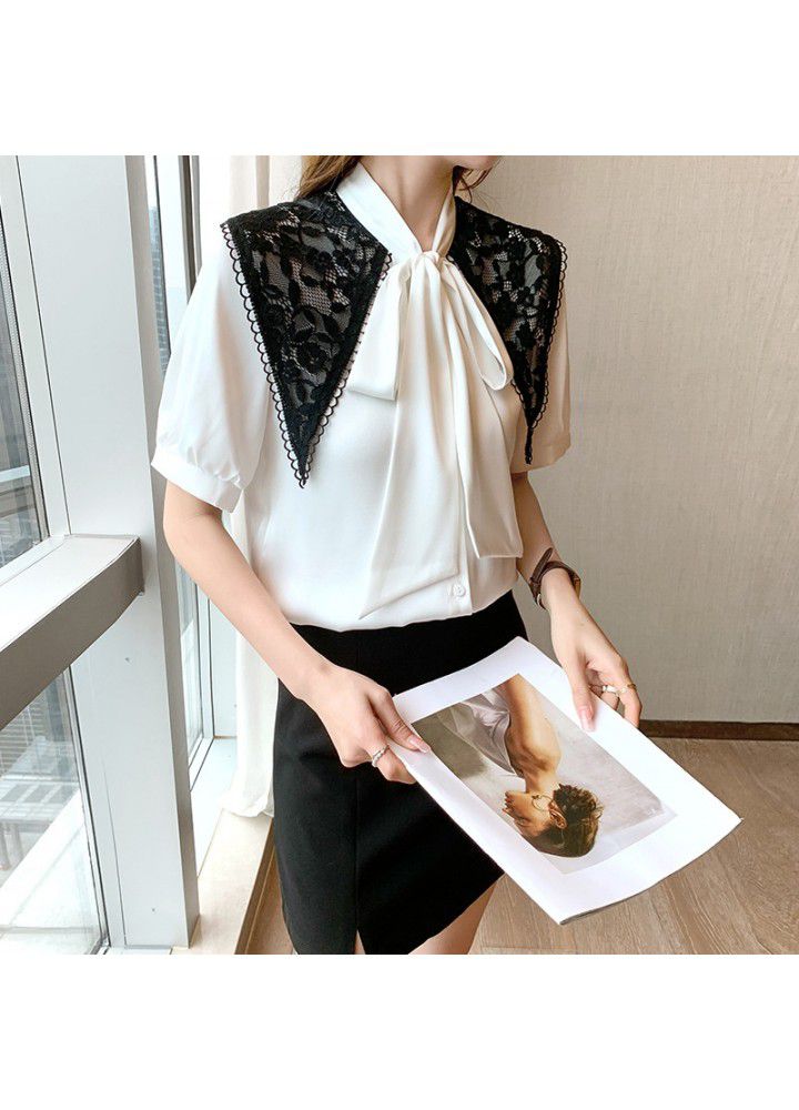 French white shirt short sleeve design in summer