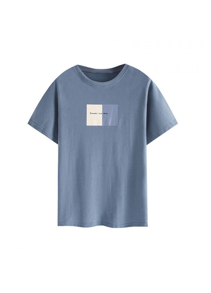 All cotton 2021 summer new slim short sleeve T-shirt women's body Sweatshirt sports leisure middle school students' top