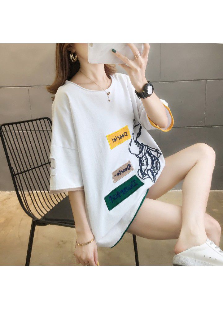 2021 cotton short sleeve T-shirt women's fashion net red summer dress Korean version loose and versatile student half sleeve CEC clothes