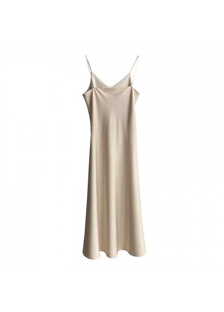 Zhicongxi acetate Satin French suspender dress women's summer 2021 temperament medium length skirt 5132