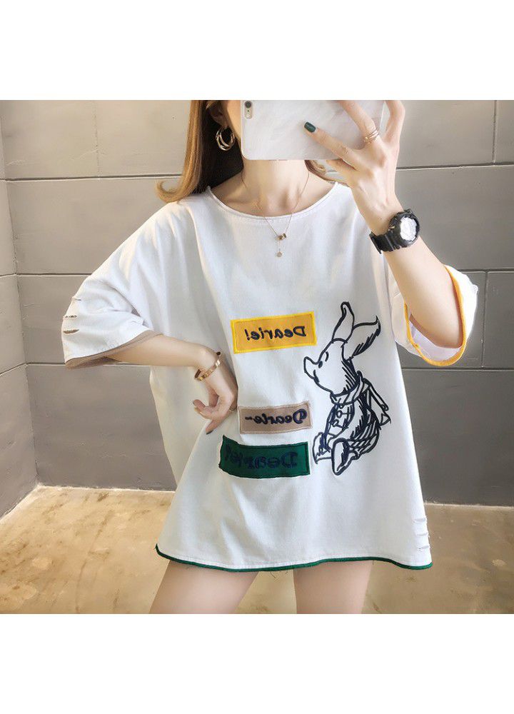 2021 cotton short sleeve T-shirt women's fashion net red summer dress Korean version loose and versatile student half sleeve CEC clothes