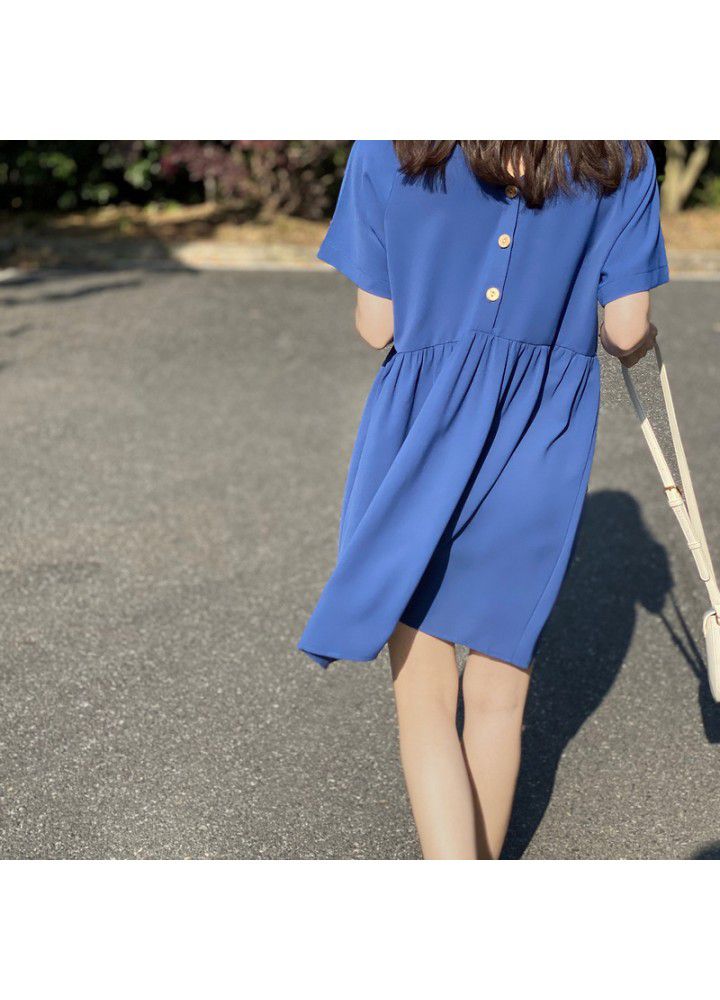 Zhicongxi 2020 summer new Korean women's solid button short sleeve small dress 1399
