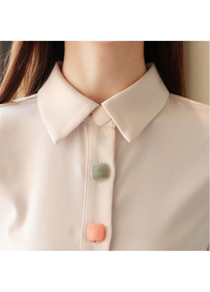 Shirt women's autumn 2021 new loose style western style professional Chiffon Top temperament design long sleeve shirt