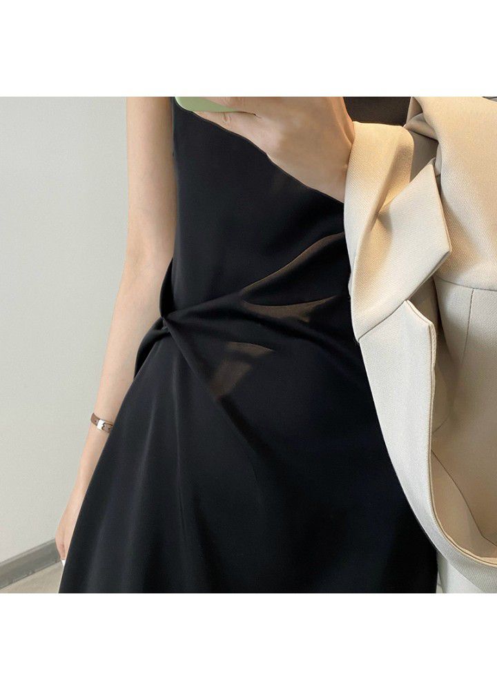Zhicongxi with Blazer coat suspender dress women's slim waist acetic acid Satin summer skirt 5130