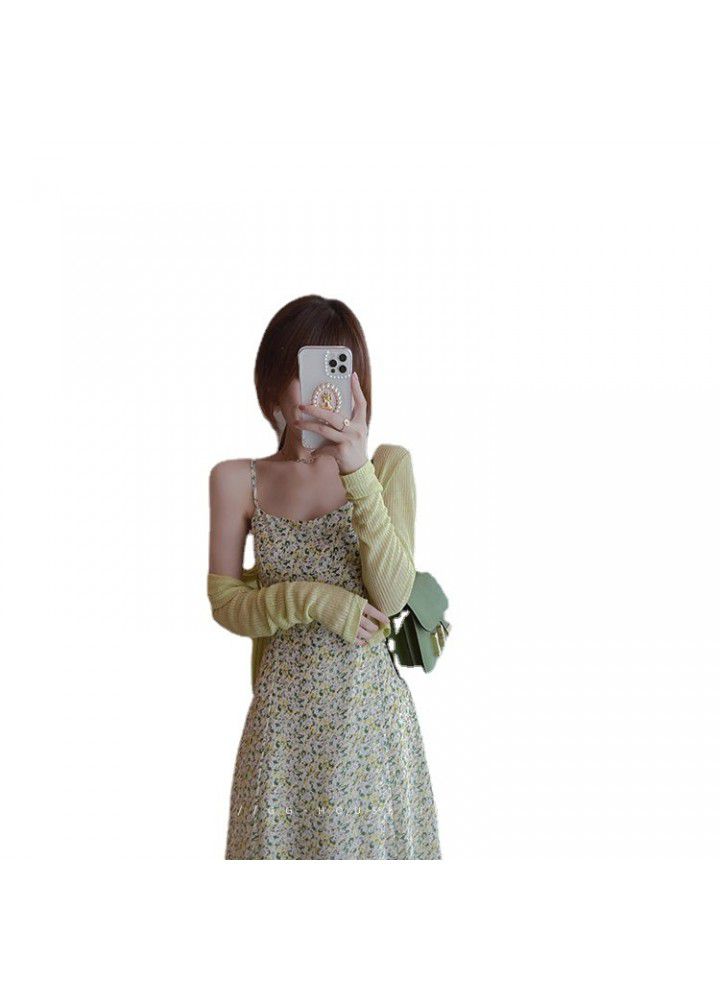 Floral suspender dress women's spring autumn 2021 new French retro soft wind sweet salt bottomed skirt