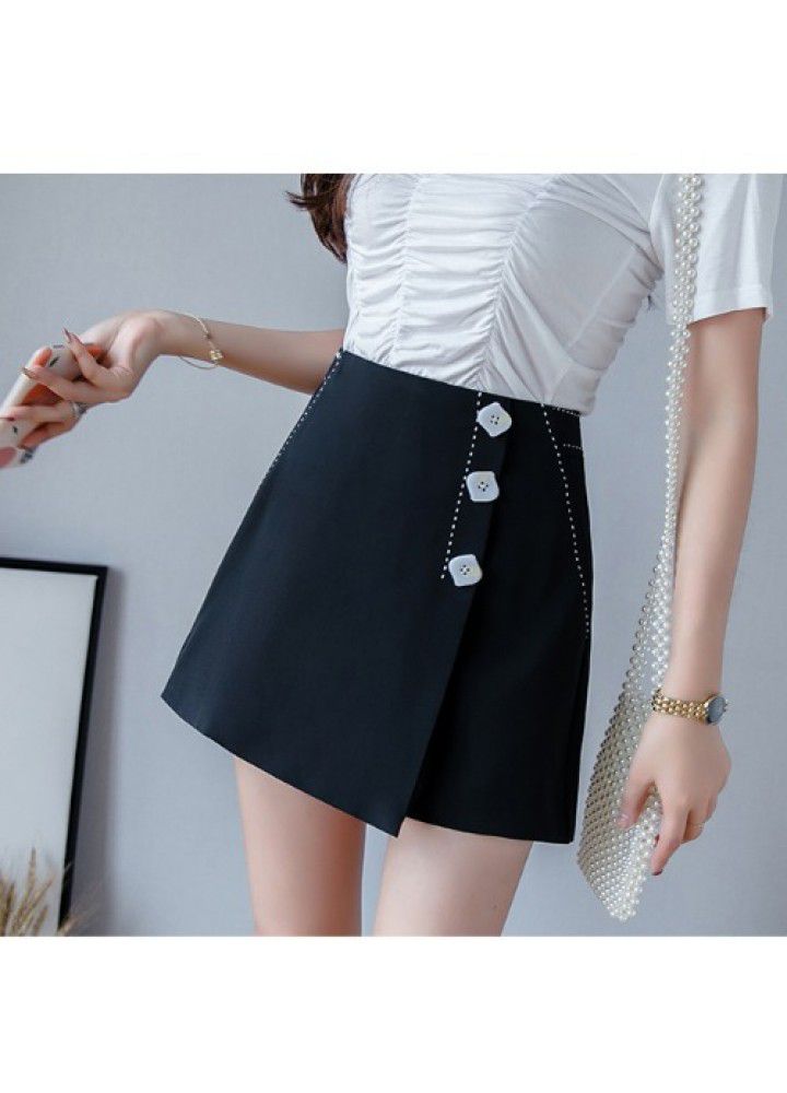 Shorts female 2021 spring and summer new Korean version slim A-line short skirt pants High Waist Chiffon short skirt pants female