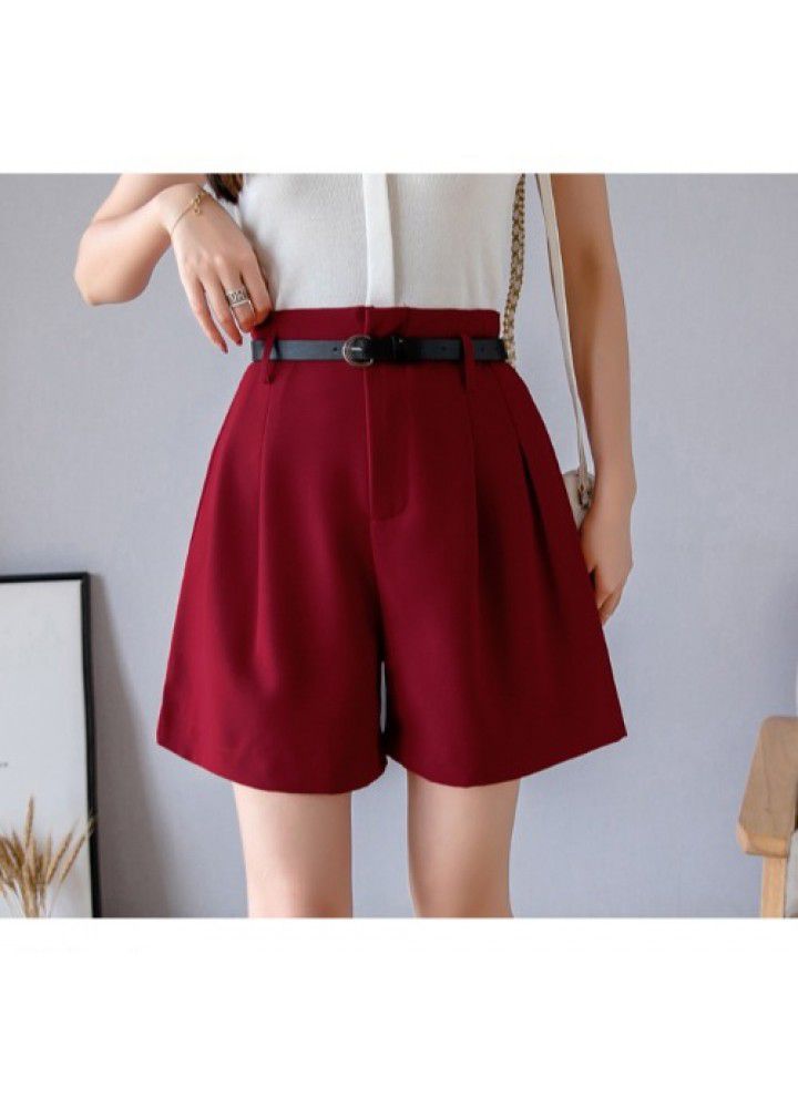 Women's high waisted shorts spring and summer 2021 new loose and thin, wear A-line casual pants, drop feeling Black Wide Leg Pants