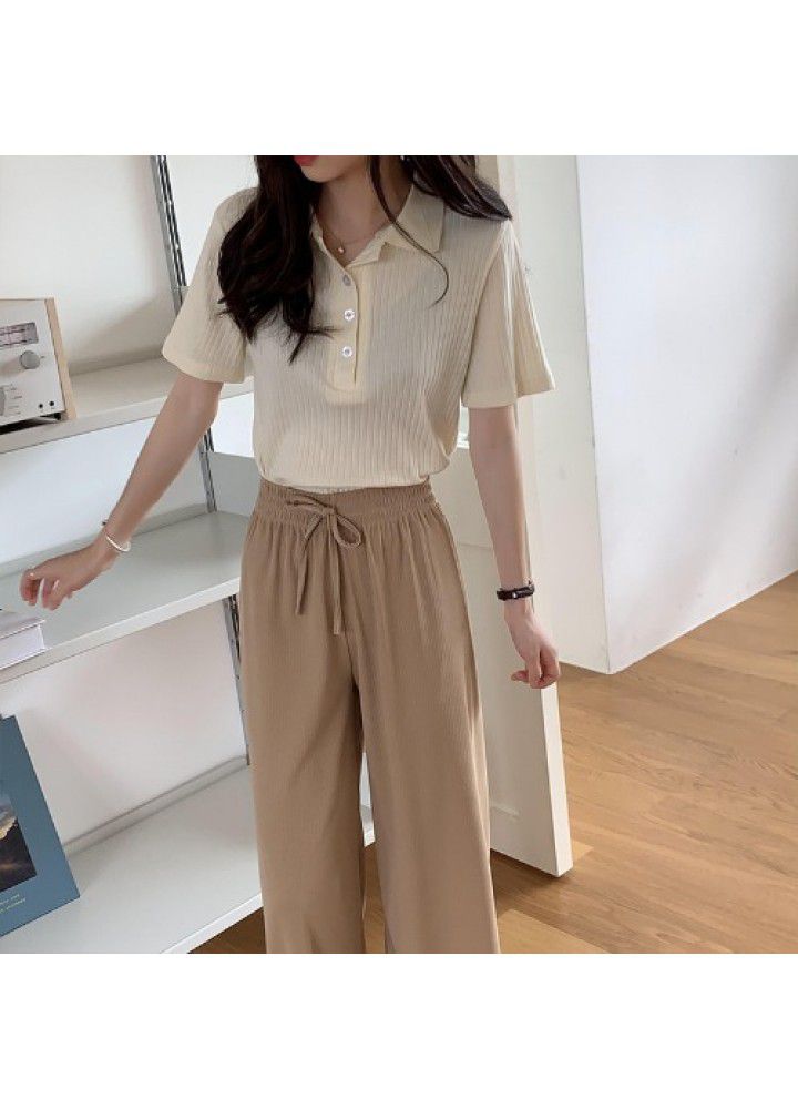 Ice silk wide leg pants women's new Korean design in summer 2021