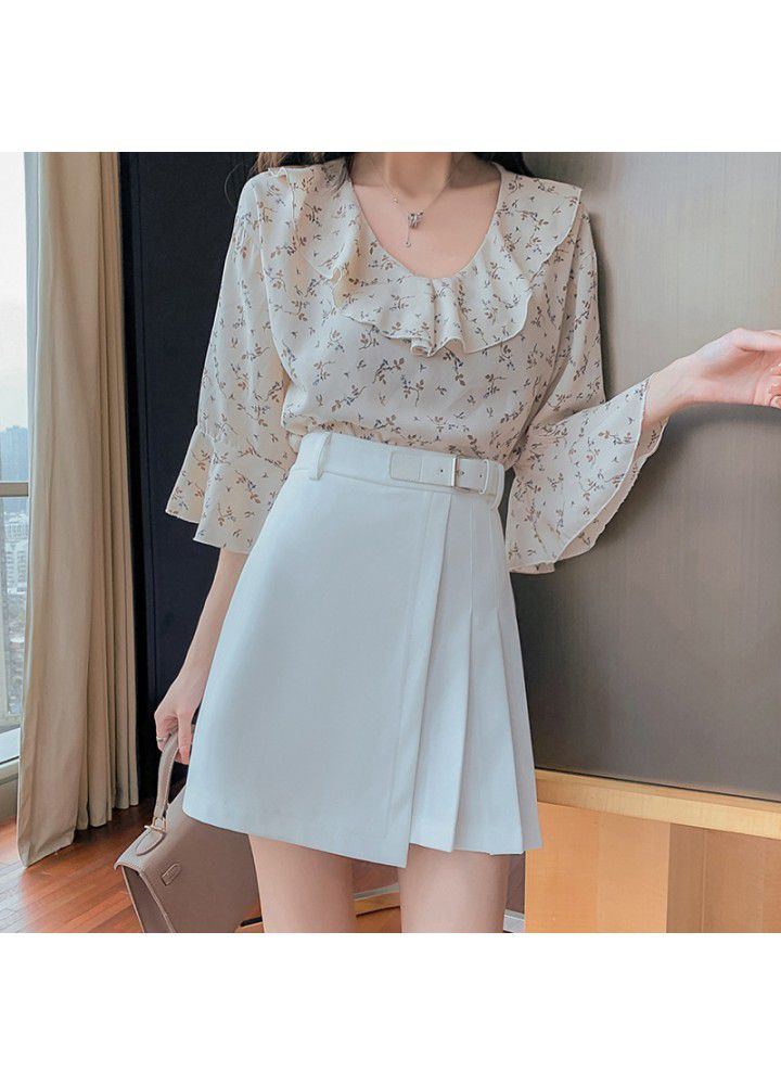 High waist pleated skirt skirt skirt women's irregular thin A-line short skirt hip skirt new style in spring and summer 2021