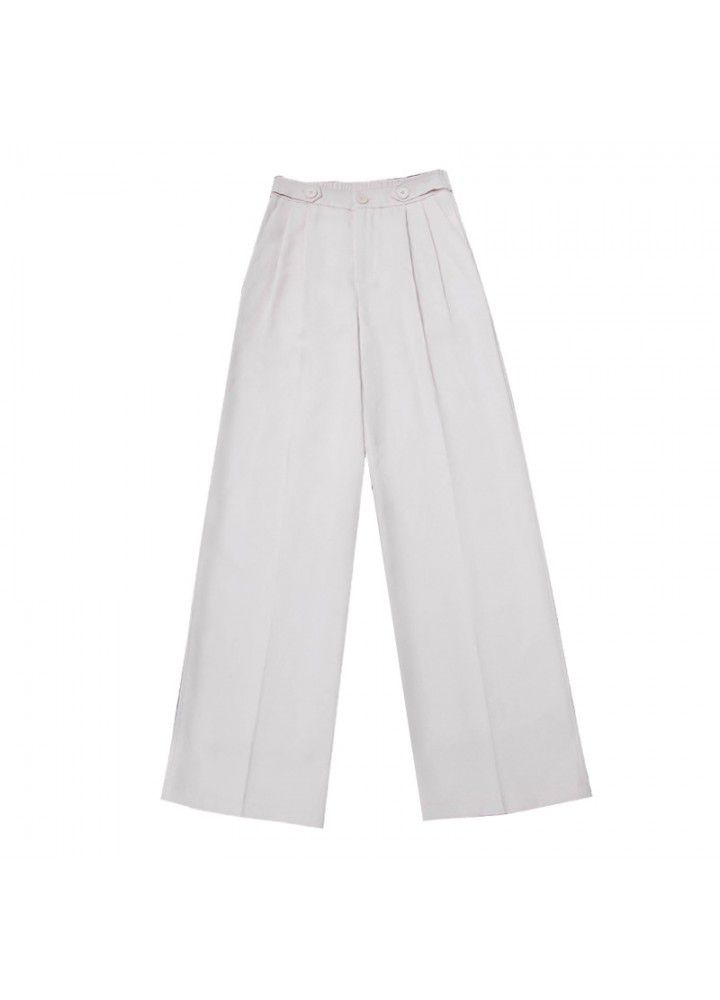 Spring and summer 2021 new vertical high waist pants show thin wide leg pants black casual suit pants women's professional tooling