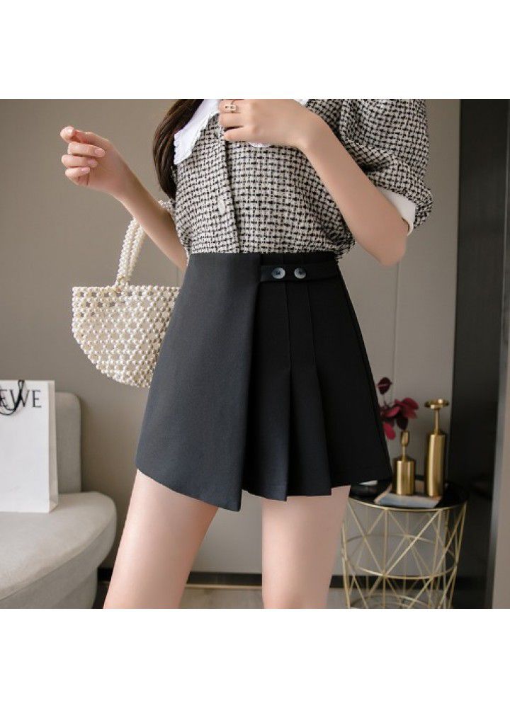 2021 spring and summer new shorts skirt women's pleated skirt, skirt pants show thin wide leg A-line shorts