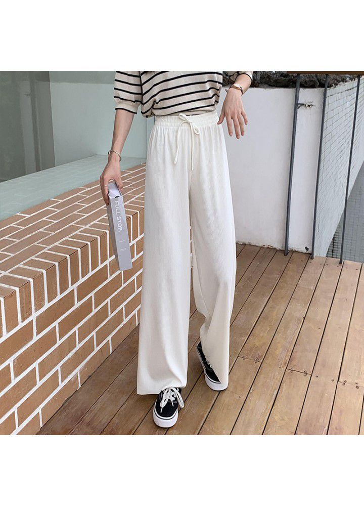 Ice silk wide leg pants women's new Korean design in summer 2021