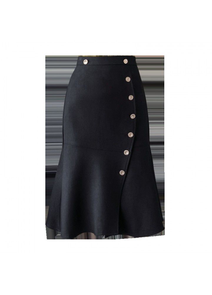 Korean tweed fishtail skirt with buttocks new women's skirt in autumn and winter 2020