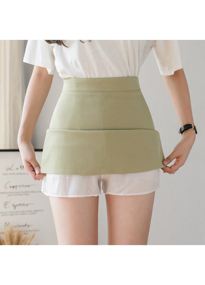 Real photo 2021 summer new Korean high waist skirt feminine A-line skirt versatile anti light skirt