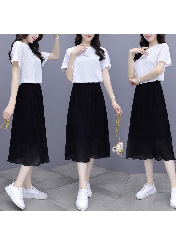 Occupation set 2021 female summer new style port chic, small can be salt sweet half skirt two pieces.